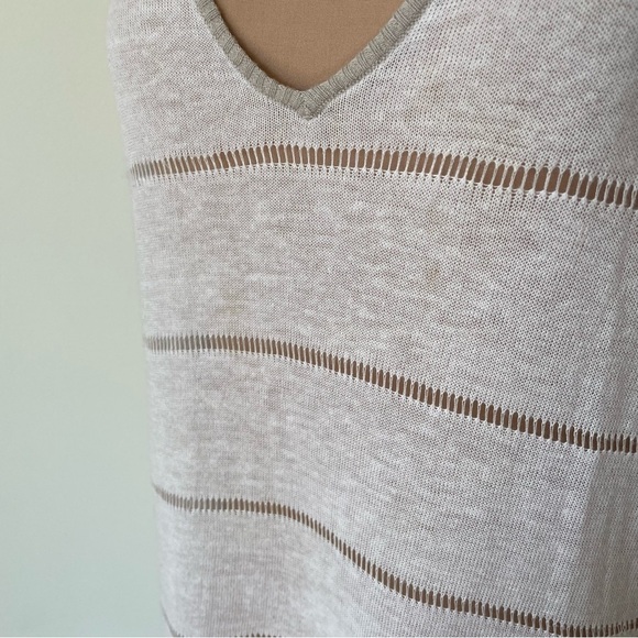 L.A.M.B. White Multi Linen Blend Long Sleeve V-Neck Light Weight Sweater Size S - Picture 10 of 12